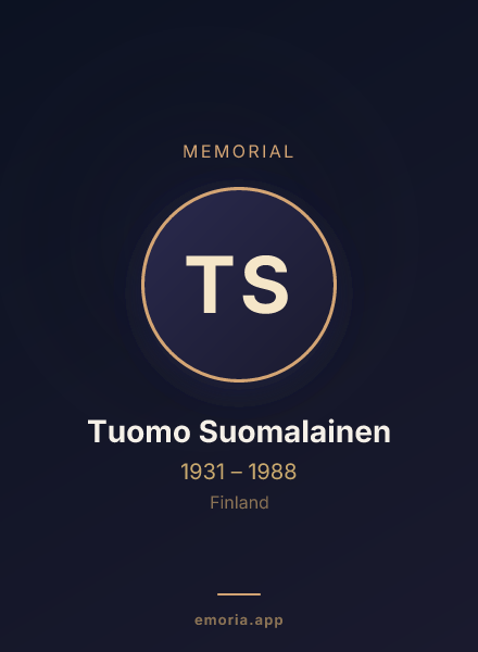 Memorial portrait of Tuomo Suomalainen