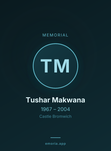 Memorial portrait of Tushar Makwana