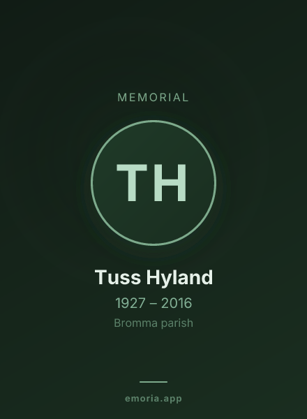 Memorial portrait of Tuss Hyland
