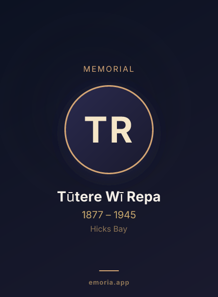 Memorial portrait of Tūtere Wī Repa