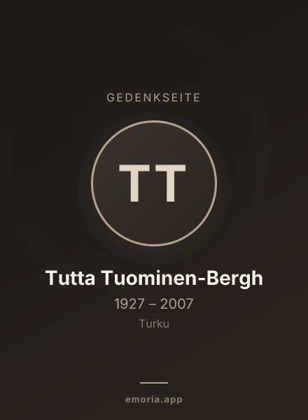 Gedenkportrait von Tutta Tuominen-Bergh