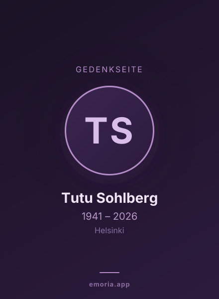 Gedenkportrait von Tutu Sohlberg