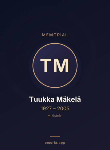 Memorial portrait of Tuukka Mäkelä