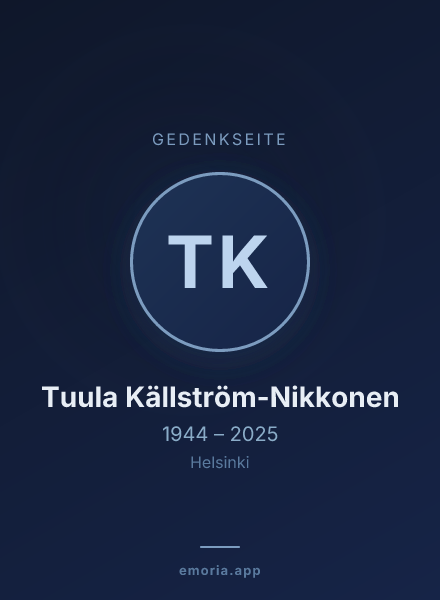 Gedenkportrait von Tuula Källström-Nikkonen