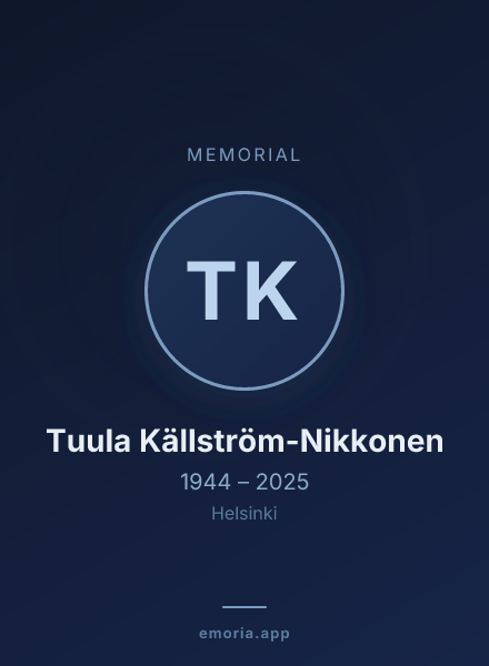 Memorial portrait of Tuula Källström-Nikkonen