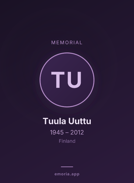 Memorial portrait of Tuula Uuttu