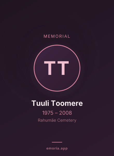 Memorial portrait of Tuuli Toomere