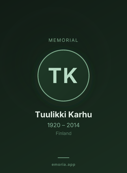 Memorial portrait of Tuulikki Karhu
