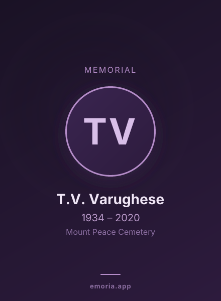 Memorial portrait of T.V. Varughese