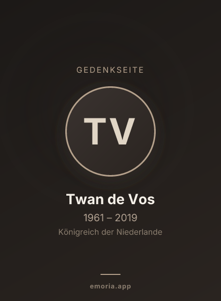 Gedenkportrait von Twan de Vos
