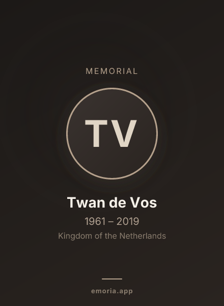 Memorial portrait of Twan de Vos