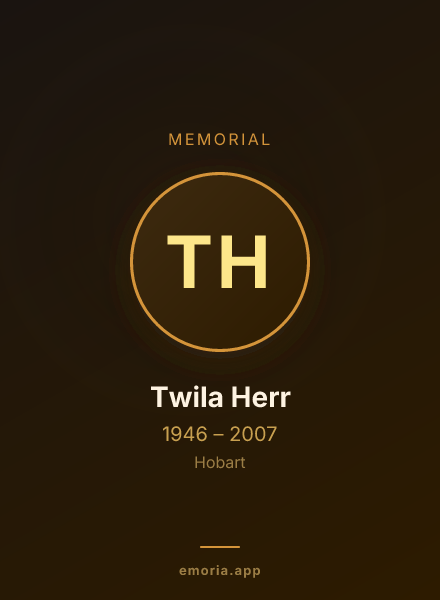 Memorial portrait of Twila Herr