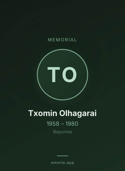 Memorial portrait of Txomin Olhagarai