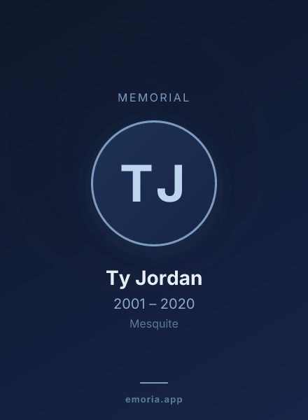 Memorial portrait of Ty Jordan
