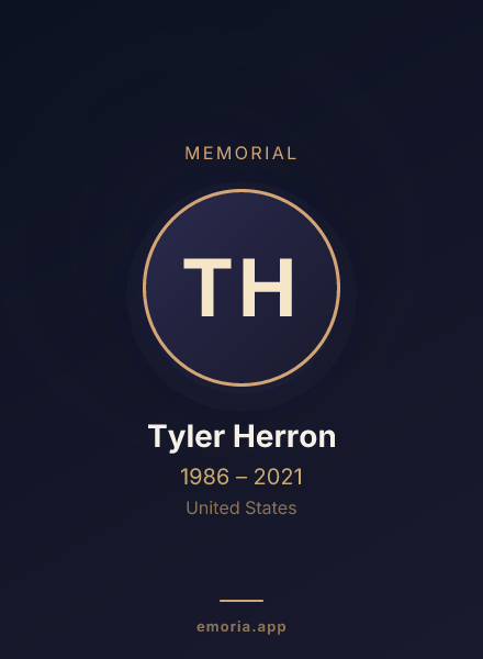 Memorial portrait of Tyler Herron
