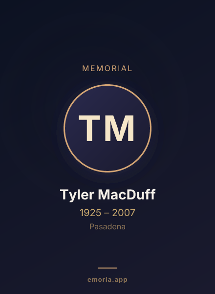 Memorial portrait of Tyler MacDuff