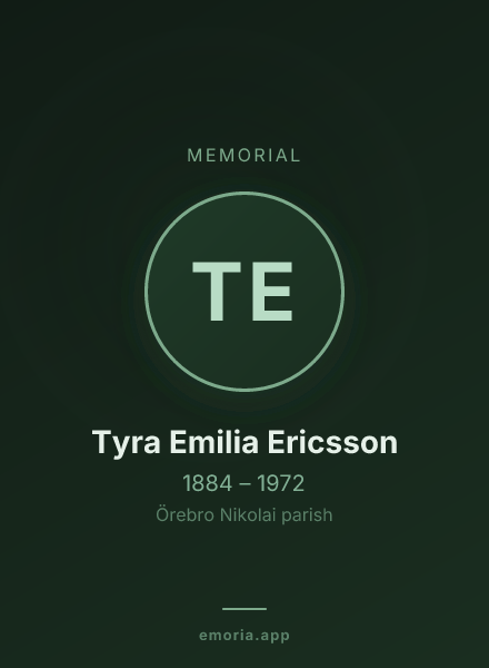 Memorial portrait of Tyra Emilia Ericsson