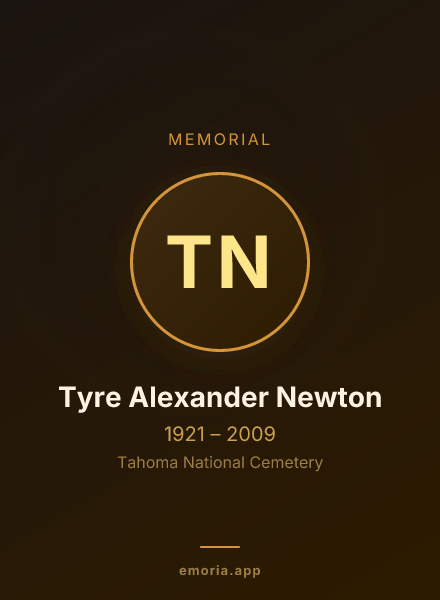 Memorial portrait of Tyre Alexander Newton