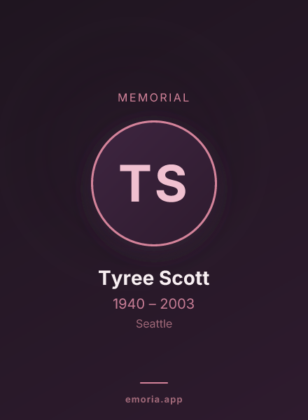 Memorial portrait of Tyree Scott