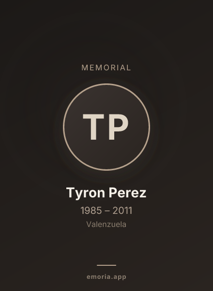 Memorial portrait of Tyron Perez