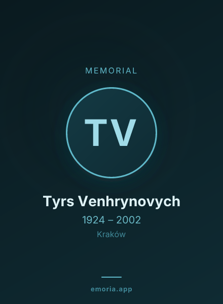 Memorial portrait of Tyrs Venhrynovych