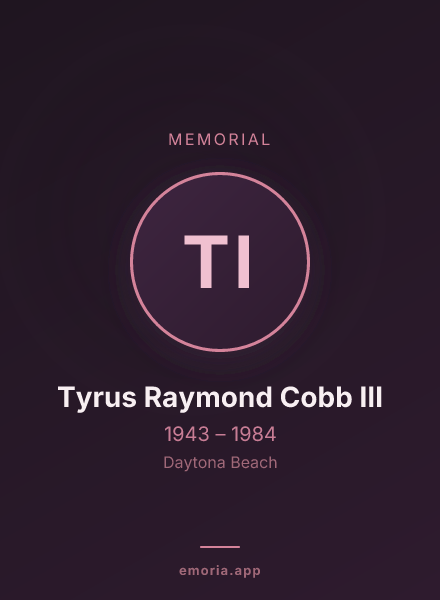 Memorial portrait of Tyrus Raymond Cobb III