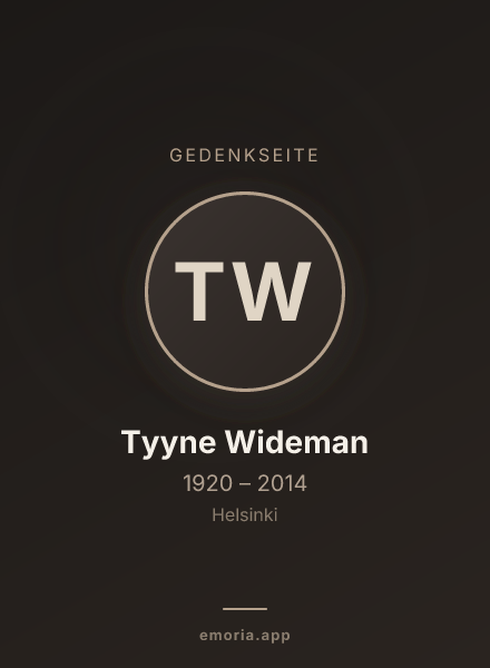 Gedenkportrait von Tyyne Wideman