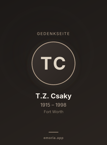 Gedenkportrait von T.Z. Csaky