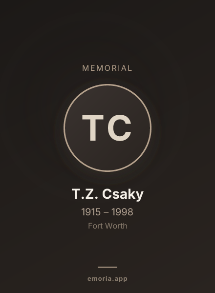 Memorial portrait of T.Z. Csaky
