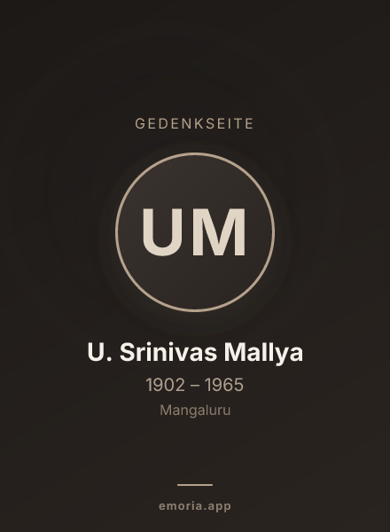 Gedenkportrait von U. Srinivas Mallya