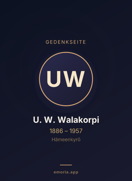 Gedenkportrait von U. W. Walakorpi