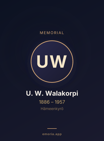 Memorial portrait of U. W. Walakorpi