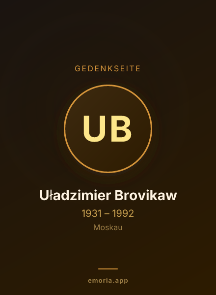 Gedenkportrait von Uładzimier Brovikaw
