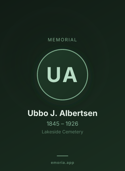 Memorial portrait of Ubbo J. Albertsen