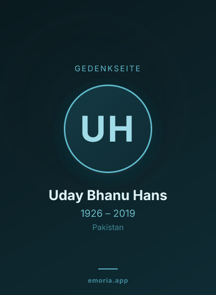 Gedenkportrait von Uday Bhanu Hans
