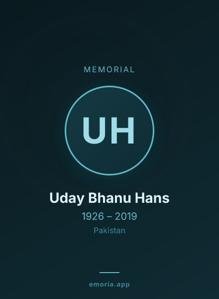 Memorial portrait of Uday Bhanu Hans