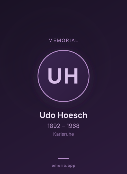 Memorial portrait of Udo Hoesch