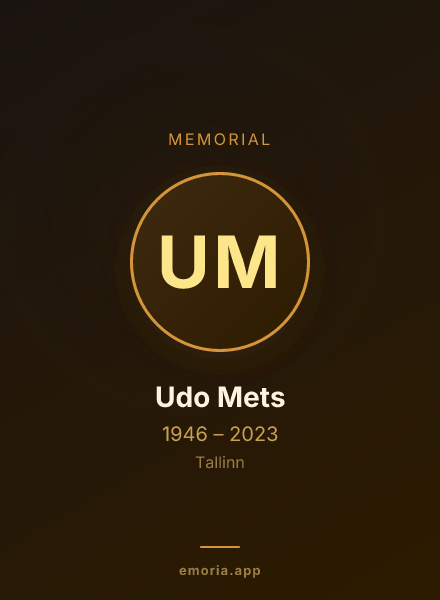 Memorial portrait of Udo Mets