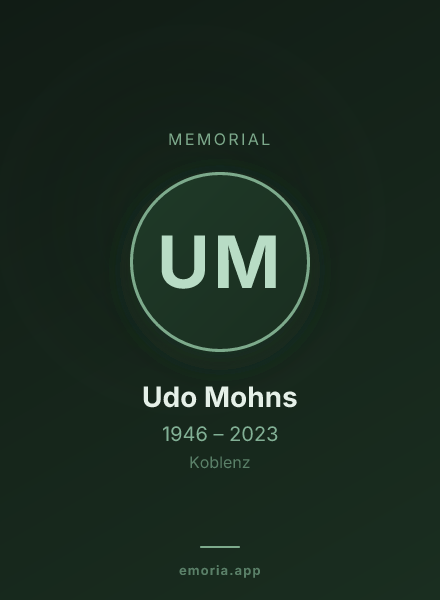 Memorial portrait of Udo Mohns
