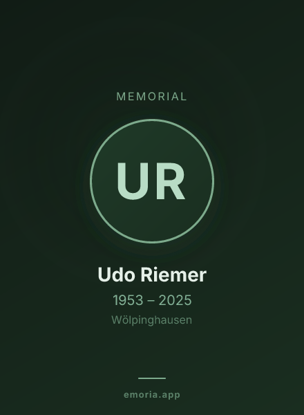 Memorial portrait of Udo Riemer