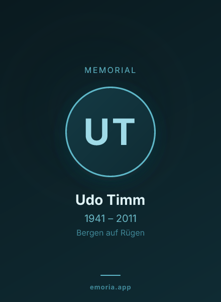 Memorial portrait of Udo Timm