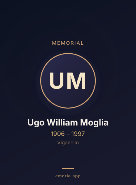 Memorial portrait of Ugo William Moglia