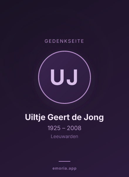 Gedenkportrait von Uiltje Geert de Jong