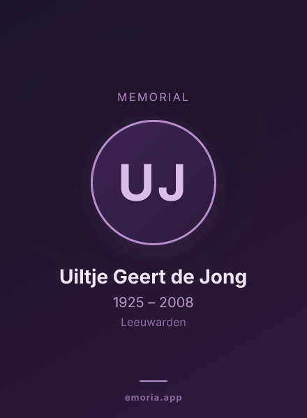 Memorial portrait of Uiltje Geert de Jong
