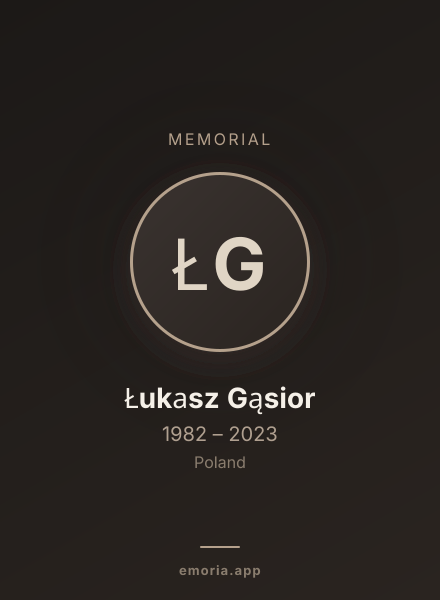 Memorial portrait of Łukasz Gąsior