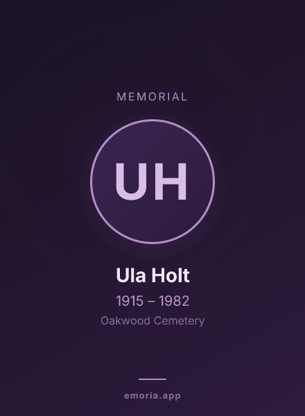 Memorial portrait of Ula Holt