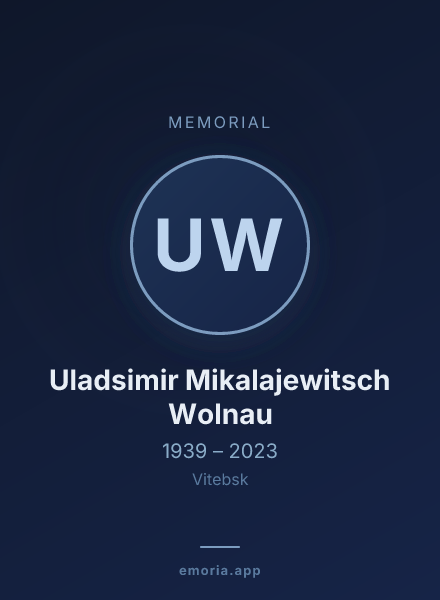 Memorial portrait of Uladsimir Mikalajewitsch Wolnau