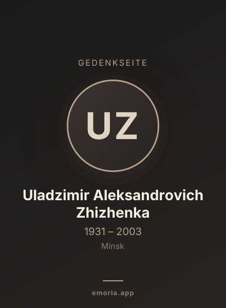 Gedenkportrait von Uladzimir Aleksandrovich Zhizhenka