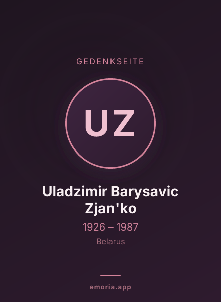 Gedenkportrait von Uladzimir Barysavic Zjan'ko