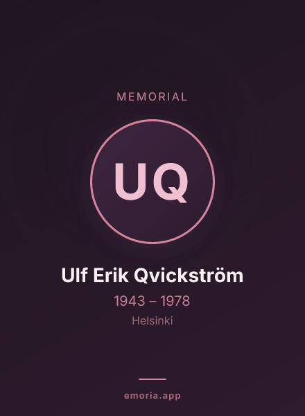 Memorial portrait of Ulf Erik Qvickström